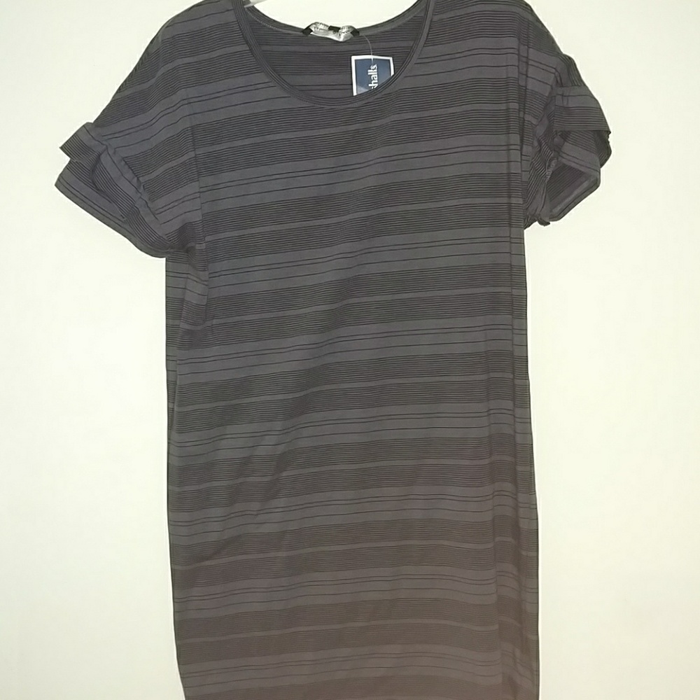 Navy Dress with Black Stripes